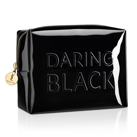 YSL Yves Saint Laurent Daring Black Makeup Bag Pouch Cosmetics Shiny Black - Picture 1 of 8